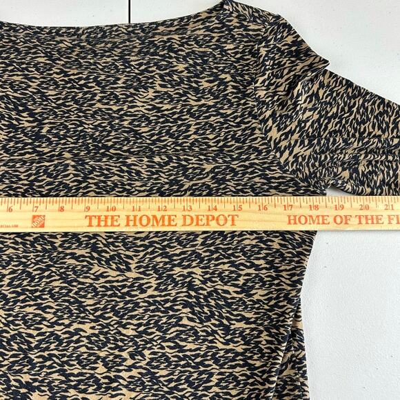 NWOT Ted Baker Boatneck 3/4 Sleeve Black/Brown Geometric Stretch 6 Top Moody - Picture 4 of 10